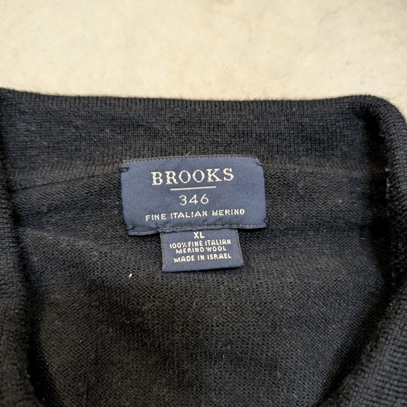 Brooks 346 Menx XL Sweater 100% Italian Merino Wool Black - Picture 2 of 4